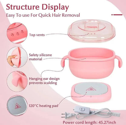 Portable Silicone Wax Heater Machine for Painless Hair Removal – Pink