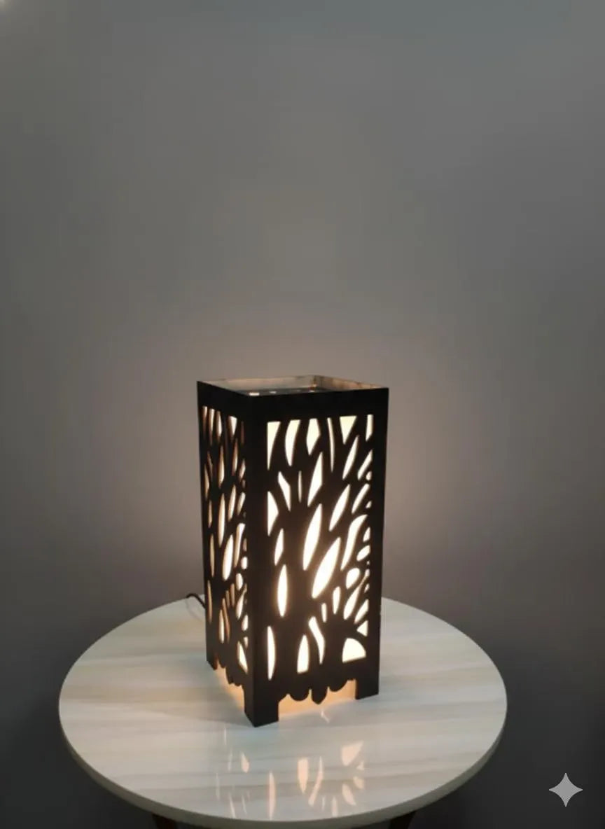 Modern MDF Golden Light Table Lamp – Elegant Black Decorative Bedside Lamp