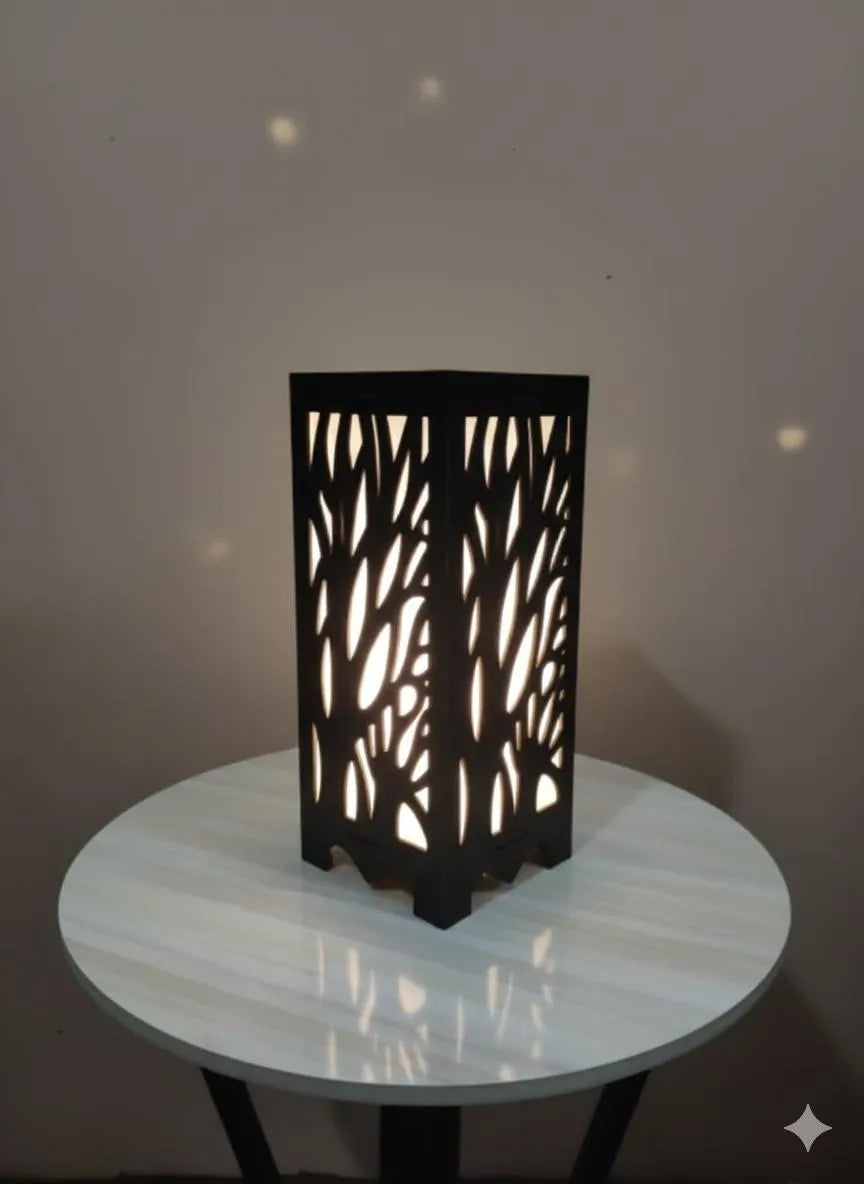 Modern MDF Golden Light Table Lamp – Elegant Black Decorative Bedside Lamp