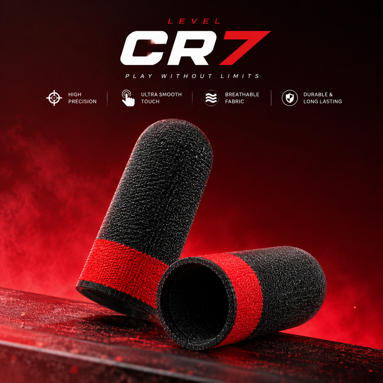 CR7 Premium Gaming Finger Sleeves (2 PCS) – Ultra Smooth Touch, Anti-Sweat, High Sensitivity Thumb Sleeves for PUBG, Free Fire, COD Mobile & Mobile Gaming