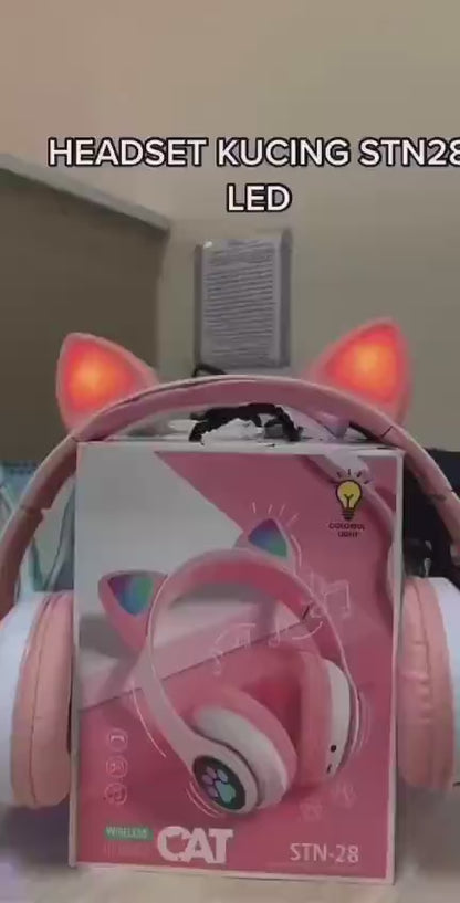 TANZAIR RGB Cat Ear Wireless Bluetooth Headphones – Cute Gaming Headset with HD Stereo Sound