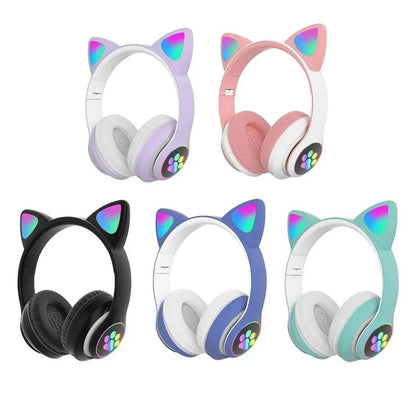 TANZAIR RGB Cat Ear Wireless Bluetooth Headphones – Cute Gaming Headset with HD Stereo Sound