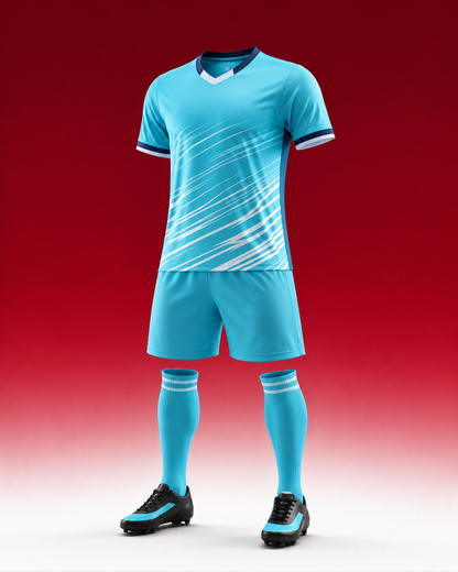 Premium Football Jersey Set | Soccer Kit with Shorts & Socks in vibrant blue color, perfect for training and matches.