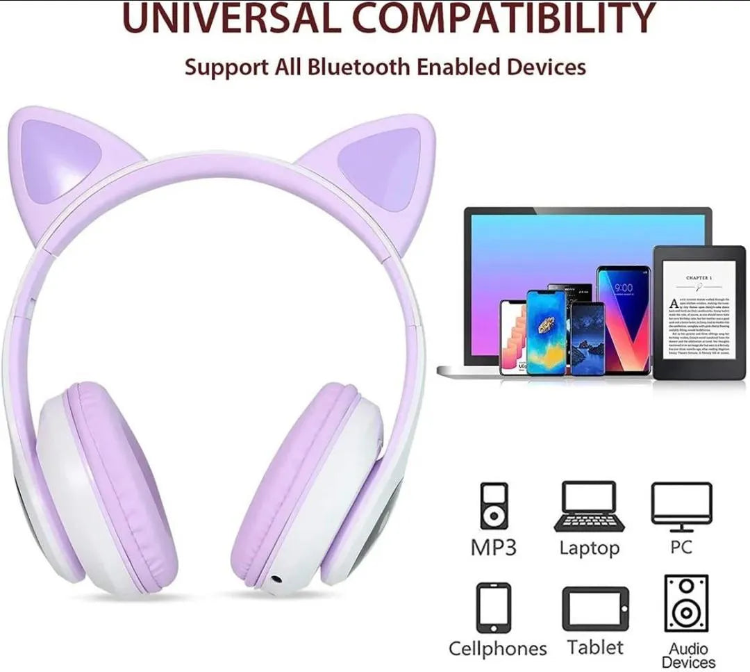 TANZAIR RGB Cat Ear Wireless Bluetooth Headphones – Cute Gaming Headset with HD Stereo Sound