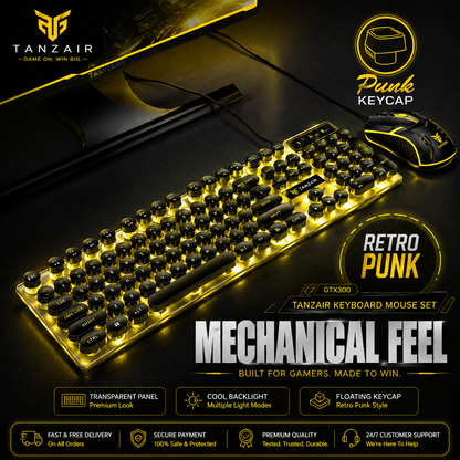 Tanzair RGB Retro Mechanical Gaming Keyboard & Mouse Combo